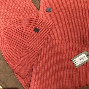 Brand new with tag AllSAINTS sienna red  Hat and scarf